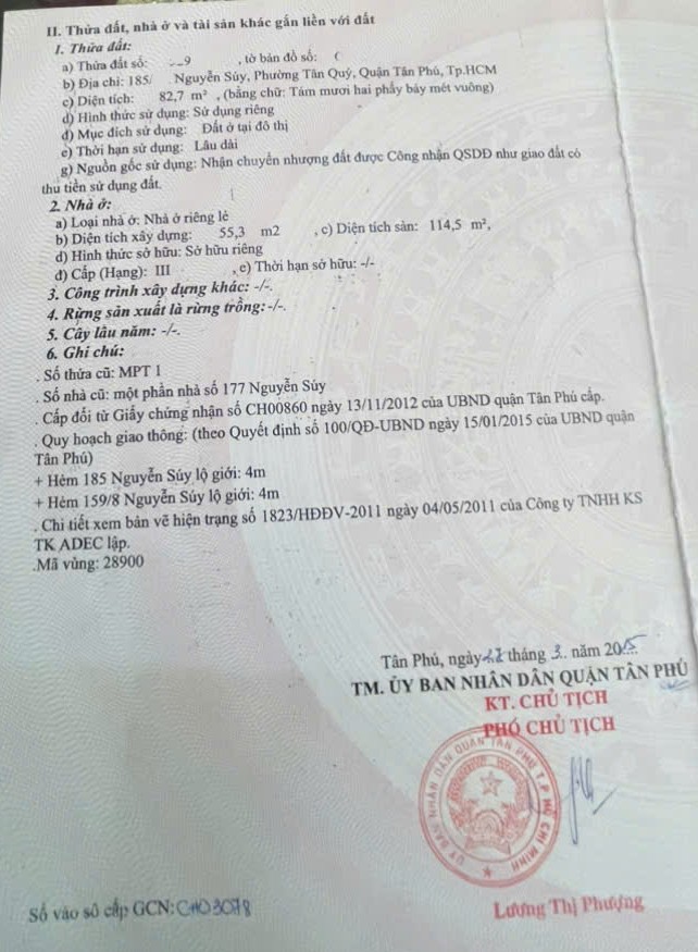 Bán nhà hẻm 185/ đường Nguyễn Súy Phường Phú Thọ Hòa 2 ban nha hem 185 duong nguyen suy phuong phu tho hoa