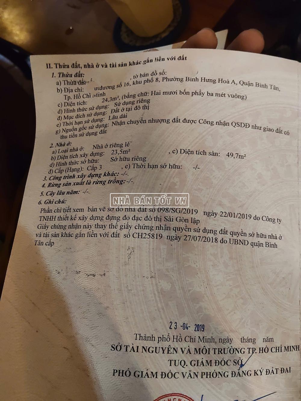 ban nha hem 24 duong so 16 phuong binh hung hoa